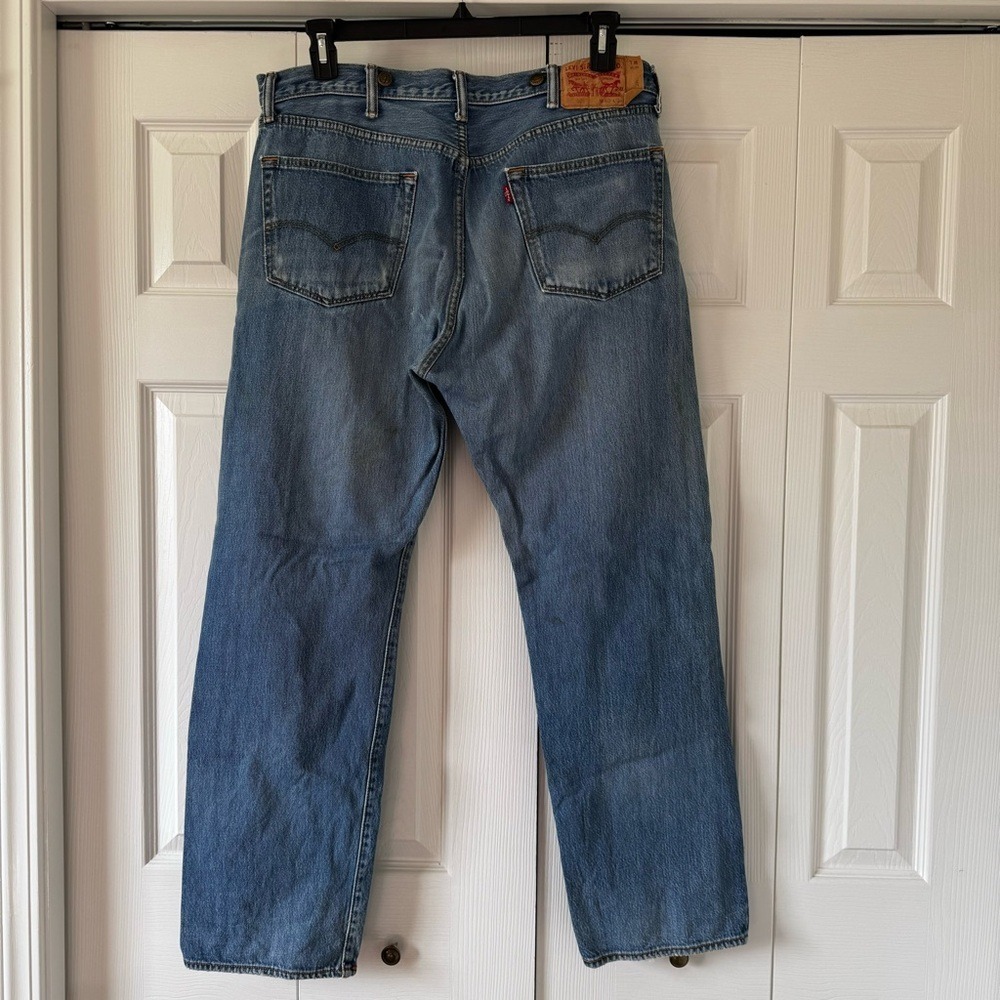 Levi's 501 Mens Button Fly Distressed Jeans Blue W40 L34 Bucksaw Logger Buttons - Picture 6 of 8